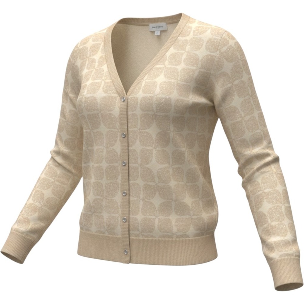 John Robshaw Lucky Brand Wool Blend Metallic Geometric Cardigan Sweater Cream S